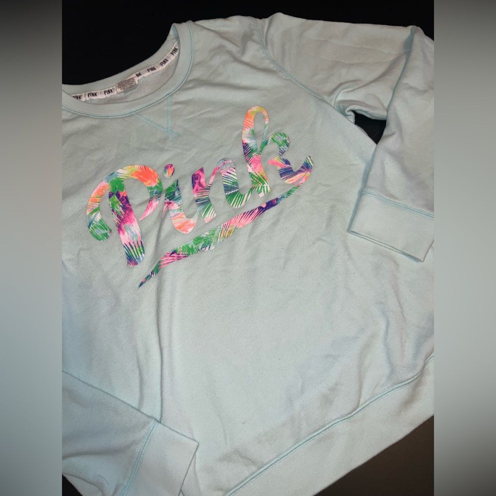 Victoria’s Secret PINK sweatshirt with Tropical PINK logo GUC Size Large